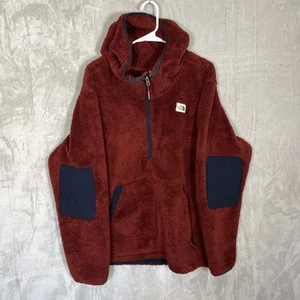 The North Face Mens Sz XL Red Campshire Sherpa Fleece Hoodie Hooded Jacket Coat - Picture 1 of 9