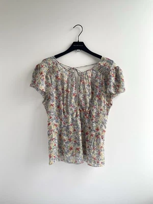 Marc Jacobs Silk Top Beige US 4 Empire Waist Vintage Floral Spring 2004 Runway - image 1 of 4