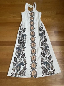 Cleobella Jolene Placement Midi Dress Organic Print Cotton/Linen Size XS - Picture 1 of 12