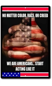 Inspirational Quote Metal Tin Sign Wall We Are All Americans Motivational Art - Picture 1 of 5