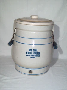 L@@K Rare Primitive #3 Red Seal Stoneware Water Cooler Crock ~ Displays Well ! - Picture 1 of 11