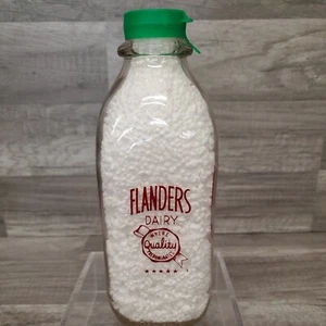 FLANDERS Dairy Quart Glas Milchflasche Hüttenkäse Werbung - Bild 1 von 9