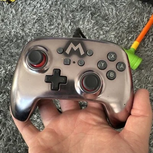 Power A Nintendo Switch Enhanced Wired Controller Super Mario. Chrome/ Silver - Picture 1 of 8