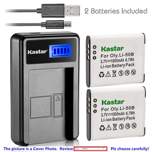Kastar Battery LCD Charger for Olympus Li-50B and Tough 8010 D-750 D-755 D-760 - Picture 1 of 11