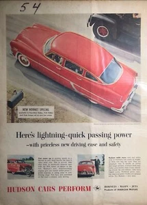 1954 Vintage Hudson Ad - Here's lightning-quick passing power - Picture 1 of 2