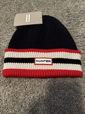 Охотник в полоску ребристый логотип Beanie Valtameri синий красный белый мужской новый с Ярлыками HR20011C - Изображение 1 из 4