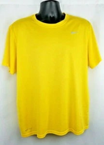 NIKE Men's Sz XL Pro Training Yellow Stripe Dri Fit Athletic Shirt Golf Workout - Picture 1 of 5