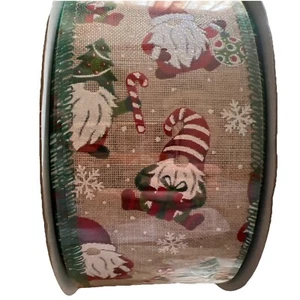NEW Kirkland Wire Edged Ribbon Christmas Gnomes Ribbon 2.5" x 50 yds NEW - Picture 1 of 4