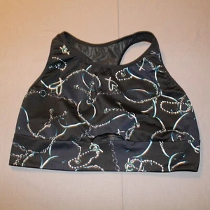 Victoria's Secret Sport medium black heart necklace print Sport Bra front cutout - Picture 1 of 9