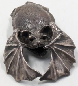 Robert Bob Burkett Shibuichi Sterling Silver Articulated Bat Bead Pendant Signed - Picture 1 of 11