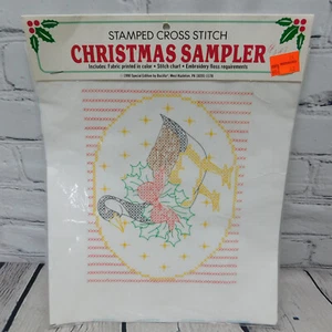 Vtg  CHRISTMAS SAMPLER HOLIDAYS STAMPED CROSS STITCH Goose 63355 NEW - Picture 1 of 10