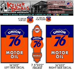 LUBSTER SET- UNION 76 MOTOR OIL GASOLINE DECAL PUMP - Picture 1 of 1