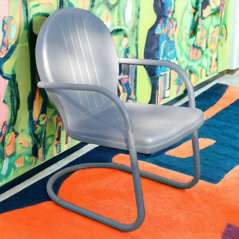 1940 Mid Century Modern Shott Balcrank Steel Metal Cantilever Lawn Chair Cover
