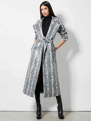ALICE &OLIVIA (XL)JARRETT VEGAN SNAKESKIN PRINT PYTHON TRENCHCOAT NWTMSRP$995.00 - Image 1 of 4