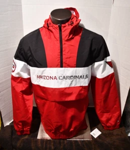 Arizona Cardinals Hilfiger Mens LG Red hooded Windbreaker 1/4 Zip Salesman Tag - Picture 1 of 14