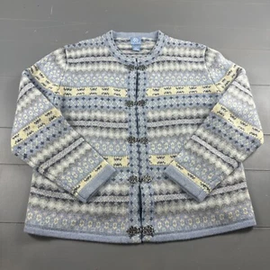 Cárdigan suéter de lana de cordero Frost Australia Fair Isle broches de metal para mujer talla L - Imagen 1 de 13