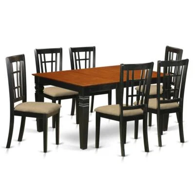 WENI7-BCH-C 7 Pc Dining set with a Dining Table and 6 Kitchen Chairs in Black - Image 1 of 4