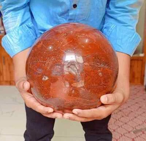 Sfera di cristallo diaspro rosso 230 mm, sfera 17,4 kg per guarigione e decorazione casa - Foto 1 di 8
