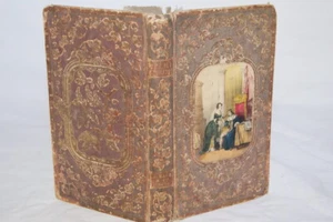 CARTONNAGE ROMANTIQUE 1851 VELOURS MACARON RENE D'ANJOU GRAVURES DELANOUE - Foto 1 di 4