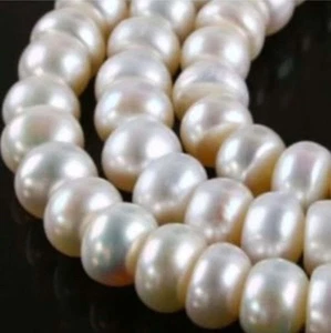 AA 7-8MM WHITE AKOYA CULTURED PEARL ROUNDEL LOOSE BEADS 15" PL22 - Picture 1 of 1