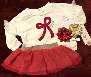 NWT baby 0-3m 2p BEST GIFT EVER outfit top tutu skirt bow headband Christmas LOT - Picture 1 of 9