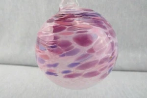Vintage Glass Ornament Blown Glass Orb Pink & Purple signed 1995 - Picture 1 of 11