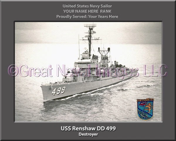 USS Renshaw DD 499 Personalized Canvas Ship Photo Print Navy Veteran Gift