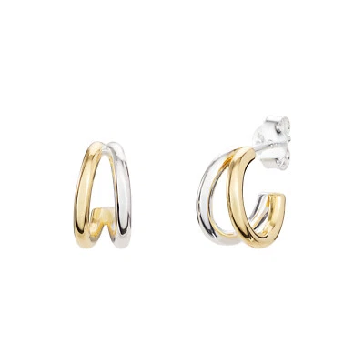Double Hoop Earrings 9ct Mixed Gold Plated Hallmarked British Made Brand New - Image 1 of 3