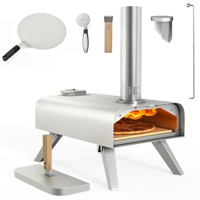 12" Portable Pizza Oven Wood Fired Pellet Grill BBQ Pizza Maker Stainless Steel - Image 1 of 4