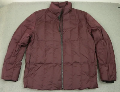 Theory Down Puffer Jacket Men's Size 2XL Duvet Feathers Burgundy - Image 1 of 4