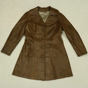 Giacca di pelle vintage Scully taglia 10 donna marrone western cappotto con bottoni - Foto 1 di 20