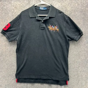 Polo Ralph Lauren vintage uomo grande nera triplo pony ricamo rugby - Foto 1 di 10