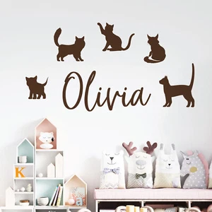 Cats & Kittens - Pets Personalised Name Wall Art Sticker - Picture 1 of 8