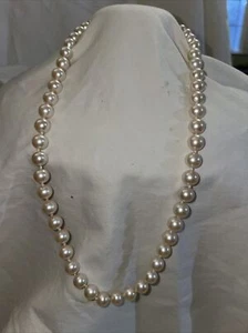 Vintage Faux Pearl Necklace - Knotted Pearls 18” - Picture 1 of 4