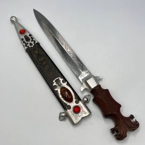 Vintage Handmade Decorative Knife Dagger Sword Blade Steel Bakelit Handle Sheath - Picture 1 of 8