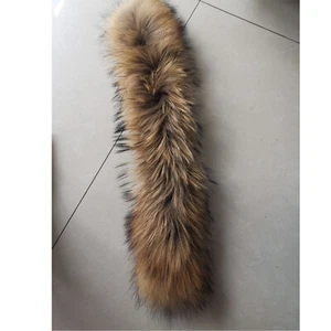 Cuello de piel de mapache 100 % real para niños Parkas abrigos 50 cm bufanda con ribete de piel natural - Imagen 1 de 32