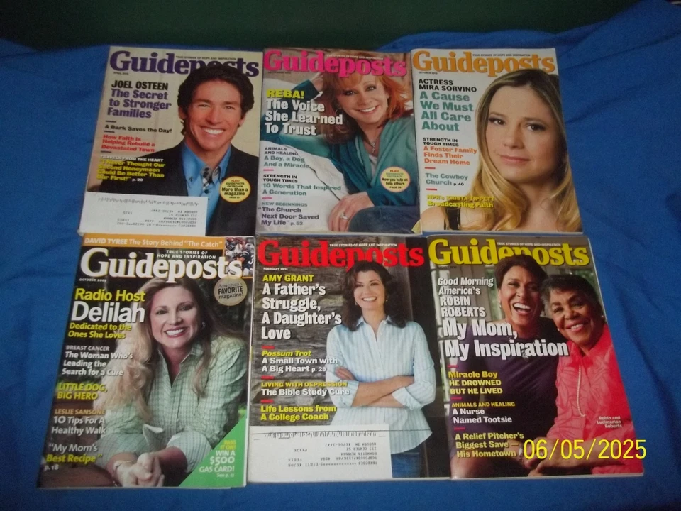 Lot of 6 Guideposts Magazines Reba,Delilah,Robin Roberts,Amy Grant — 第 1/1 张图片