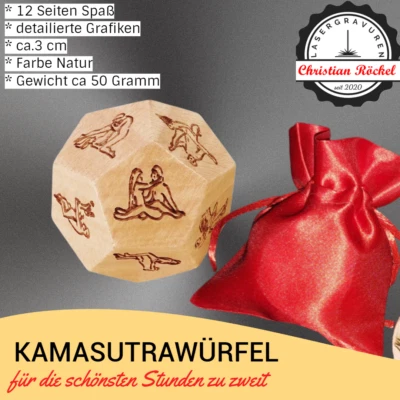 12 Sided Wooden Kamasutra Cube | Love Cube Erotic Game Couple Gift - Image 1 of 3