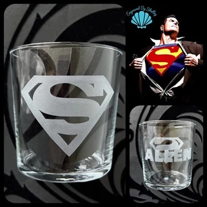 Superman personalisierter Whiskybecher Glas Geburtstag Geschenk beliebiger Name Gravur gratis - Bild 1 von 14