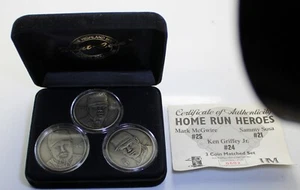 Juego de monedas de oro Highland Mint Home Run Heroes: Ken Griffey, McGwire, Sosa L/E #602 - Imagen 1 de 5