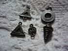 Job Lot Pendants For Craft Jewellery Making Multi Shapes 5 Pieces Metal Look