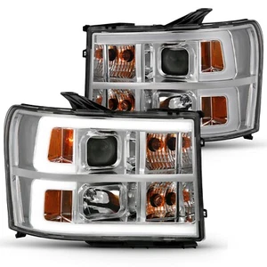 Chrome Plank LED C-Bar Projector Headlights For 2007-2013 GMC Sierra 1500 2500HD - Bild 1 von 8