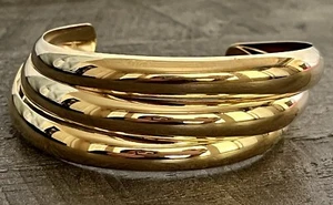 Danecraft 14k Gold Vermeil Sterlingsilber 3-reihig breit Armreif Armband 13g - Bild 1 von 8