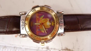 Macau Casino Würfel Armbanduhr Spin Lünette Flip Open Face Lotus Neujahr 2000 - Bild 1 von 19