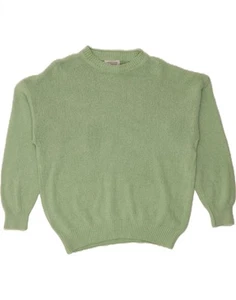 BENETTON Womens Oversized Crew Neck Jumper Sweater UK 14 Medium Green Silk DG15 - Picture 1 of 4
