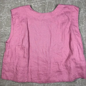 Madewell 100 % Leinen Bateau-Ausschnitt Tank Knopfleiste hinten rosa Größe 1X - Bild 1 von 6