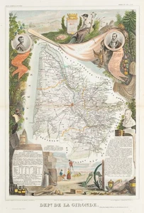 LAGUILLERMIE (*1805) nach LEVASSEUR (*1795), Karte von Gironde, um 1854, Sst. - Bild 1 von 5
