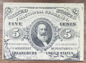 1863 Five Cents Fractional Currency AU+ Almost Uncirculated P138 - Picture 1 of 2