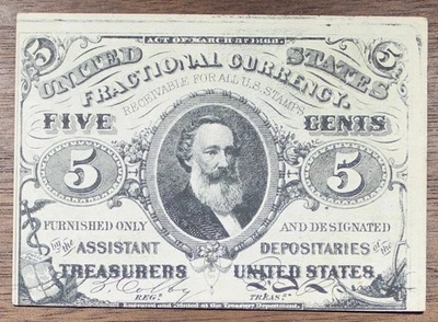 1863 Five Cents Fractional Currency AU+ Almost Uncirculated P138 - Image 1 of 2