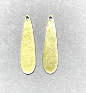 12x Vtg. Guilloche Enamel Sterling Silver-1" Skinny Teardrop Charm-Light Yellow - Picture 1 of 3